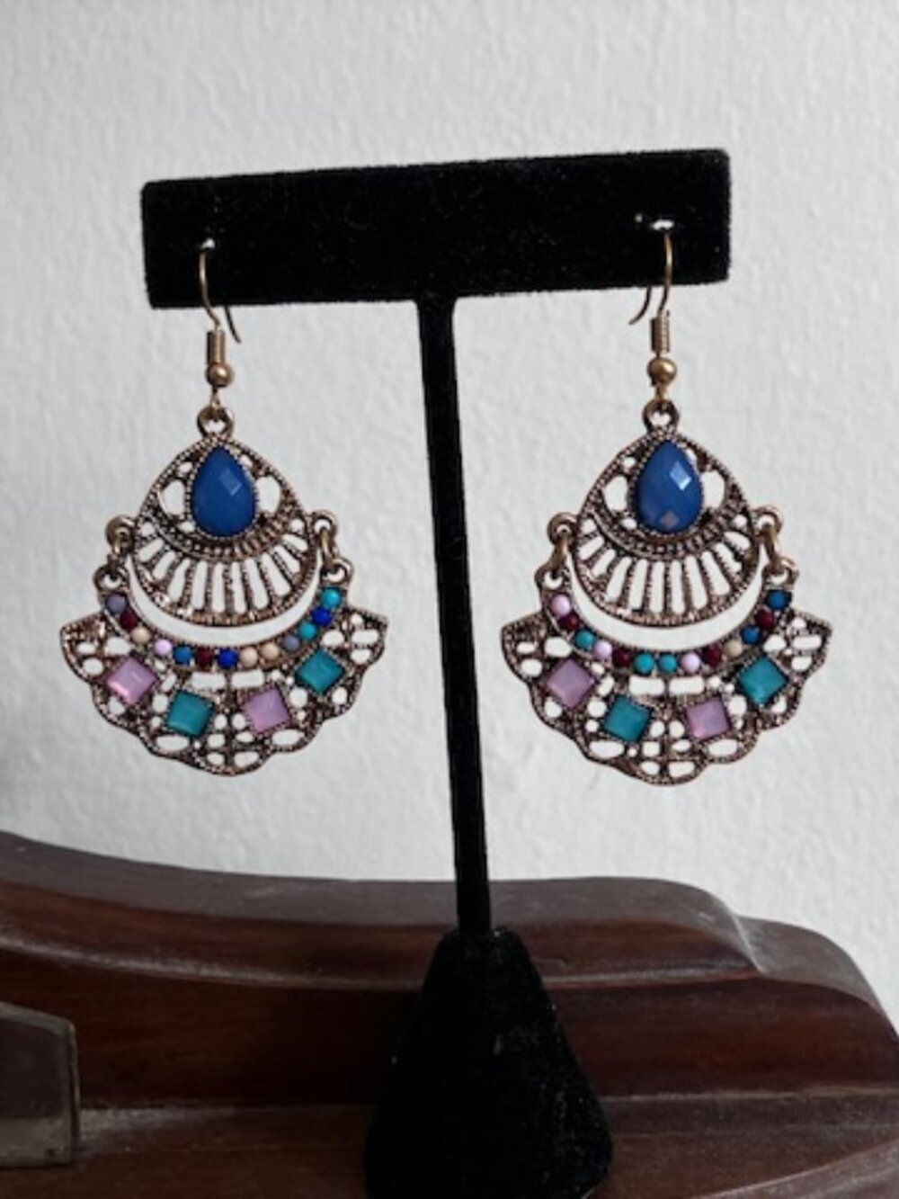 Boho Style Multi-Colored Gold Earrings